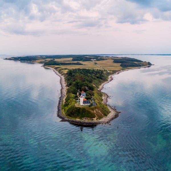 Droneoptagelse af tippen ved R&oslash;sn&aelig;s Fyr